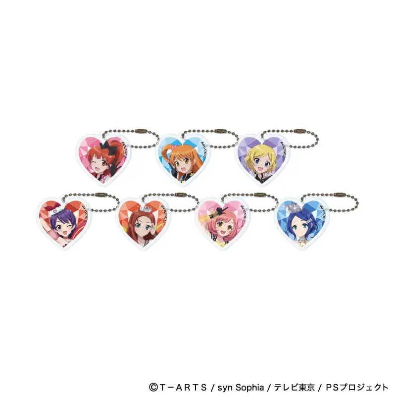 【A3】ハート形アクリルキーホルダー（ラメ入り）「プリティーシリーズ」01/コーデアレンジver. ブラインド（全7種）（描き下ろしイラスト） 1BOX入数：7