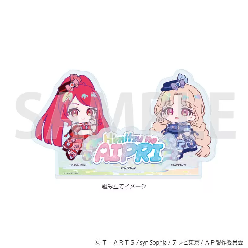 【A3】アクリルコ－スタ－スタンド「ひみつのアイプリ」03／デザインC デュオコ－デver．（ミニキャライラスト）