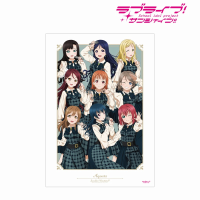 【アルマビアンカ】ラブライブ！サンシャイン！！ 描き下ろし 集合 チェックワンピース衣装ver. A3マット加工ポスター