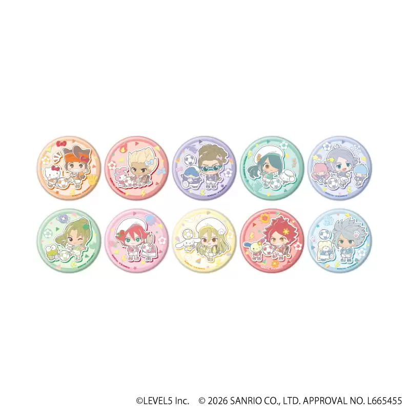 【A3】缶バッジ「イナズマイレブン×サンリオキャラクターズ」05/ブラインド（全10種）（コラボイラスト） 1BOX入数：10