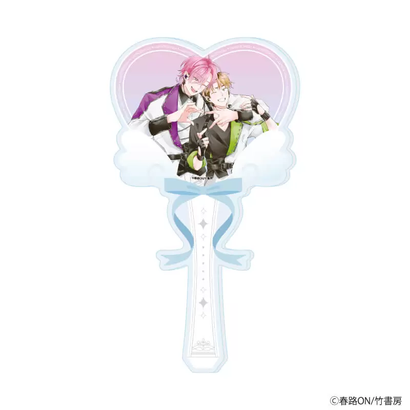 【A3】アクリルステッキ「春路ON先生」01/「箱推しBLフェア～アイドルたちとのカフェタイム～」（描き下ろしイラスト）