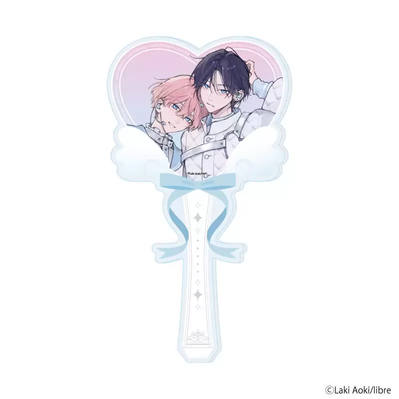 【A3】アクリルステッキ「青木らき先生」01/「箱推しBLフェア～アイドルたちとのカフェタイム～」（描き下ろしイラスト）