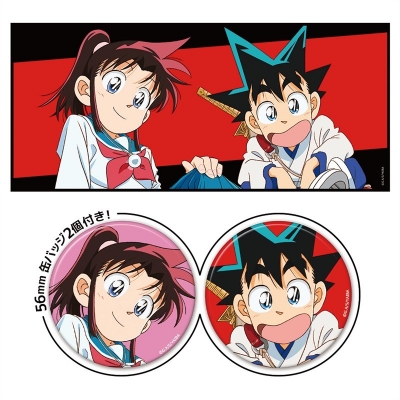【アズメーカー】真・侍伝 YAIBA 缶バッジ付キャラクター大判タオル 刃＆さやか