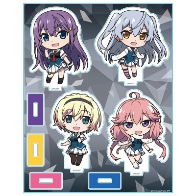 【アズメーカー】グリザイア：ファントムトリガー アクリルキャラスタンド レナ＆トーカ＆クリス＆ムラサキ デフォルメキャラ