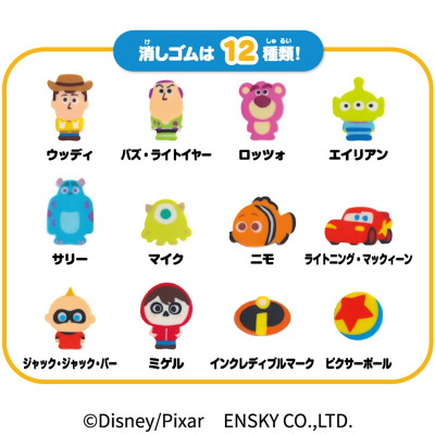【エンスカイ】ピクサーキャラクターズ つめつめ消しゴム （ボトル36本入） 1BOX入数：36