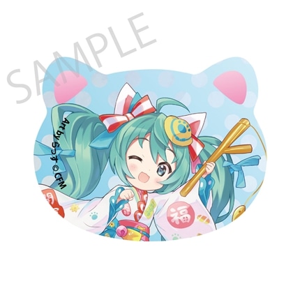 【KADOKAWA】「初音ミク×招き猫×真夏の熊谷」猫型缶バッジ 初音ミク 白猫1 Art by らっす