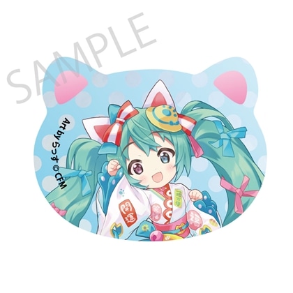 【KADOKAWA】「初音ミク×招き猫×真夏の熊谷」猫型缶バッジ 初音ミク 白猫2 Art by らっす