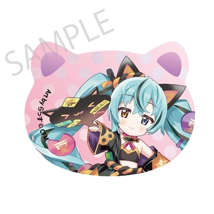 【KADOKAWA】「初音ミク×招き猫×真夏の熊谷」猫型缶バッジ 初音ミク 黒猫1 Art by らっす