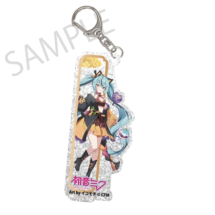 【KADOKAWA】「初音ミク×招き猫×真夏の熊谷」シルバーバックアクリルキーホルダー 初音ミク 黒猫 Art by イコモチ
