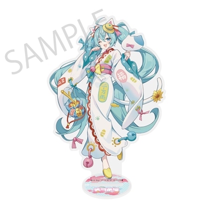 【KADOKAWA】「初音ミク×招き猫×真夏の熊谷」ダイカットビッグアクリルスタンド 初音ミク 白 Art by イコモチ