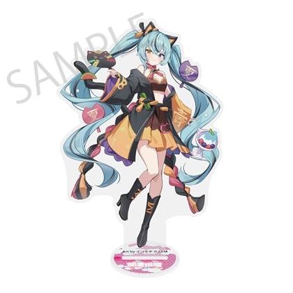 【KADOKAWA】「初音ミク×招き猫×真夏の熊谷」ダイカットビッグアクリルスタンド 初音ミク 黒 Art by イコモチ