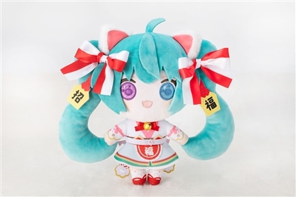 【KADOKAWA】「初音ミク×招き猫」初音ミク 白猫 ぬいぐるみ スタンダード Art by らっす