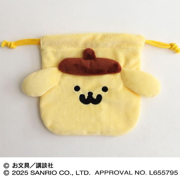 【エンスカイ】ポムポムプリン×お文具といっしょ もふもふフェイス巾着 （1）ポムポムプリン