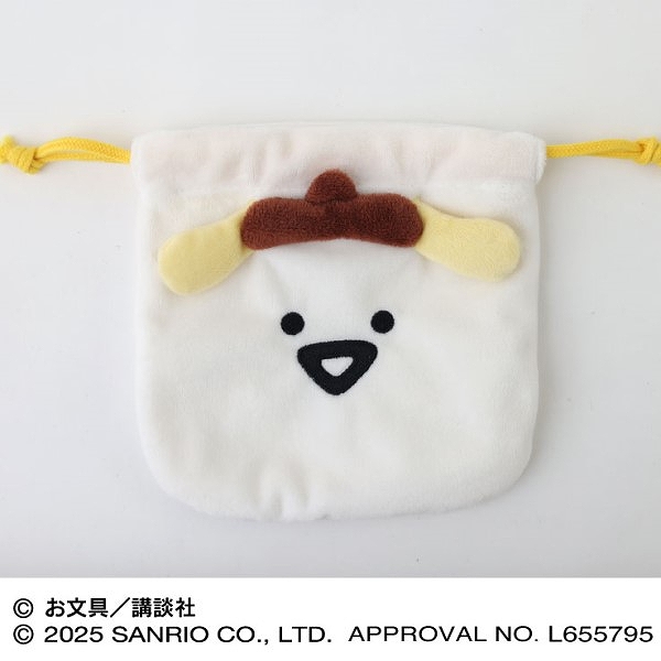 【エンスカイ】ポムポムプリン×お文具といっしょ もふもふフェイス巾着 （2）お文具さん