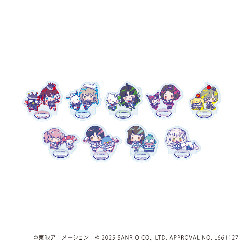 【A3】アクリルぷちスタンド「ガールズバンドクライ×サンリオキャラクターズ」01/ブラインド（全9種） ミニキャラデザイン（コラボイラスト） 1BOX入数：9