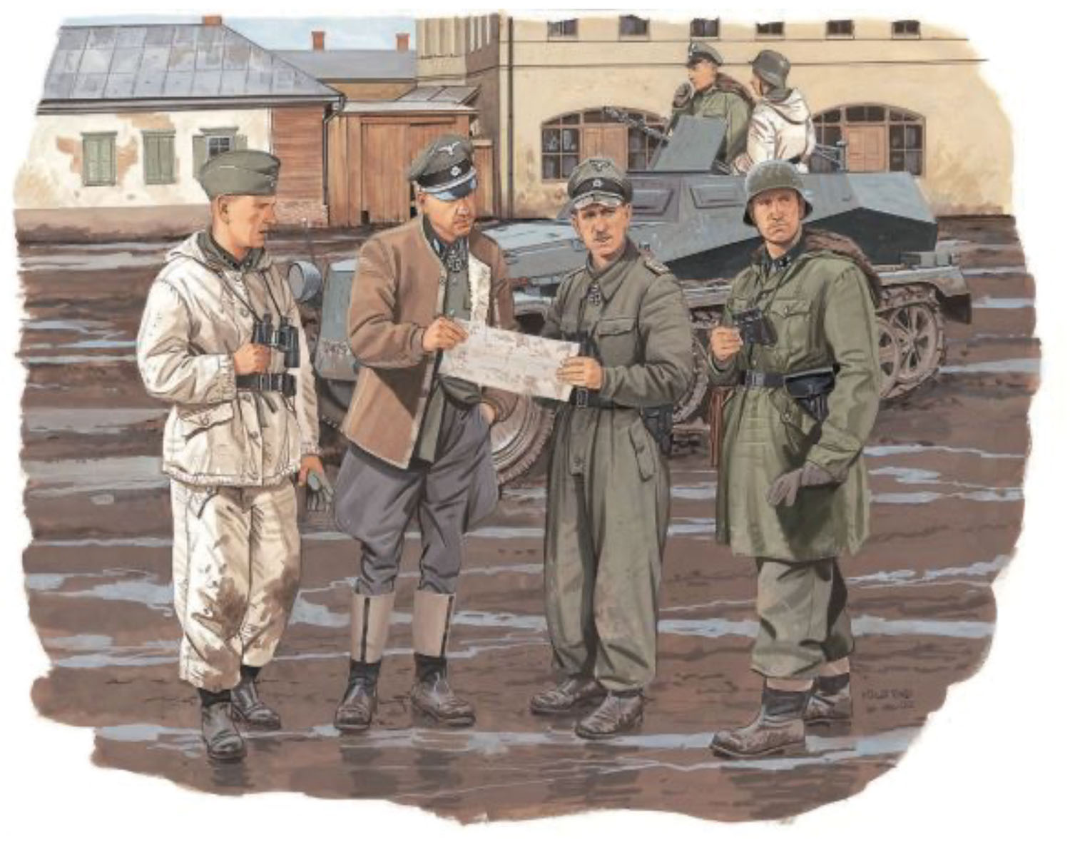【ドラゴン】ドラゴン 1/35 WW.II ドイツ武装親衛隊 野戦会議 冬季装備フィギュアセット カラコフ1943 プラモデル DR6144