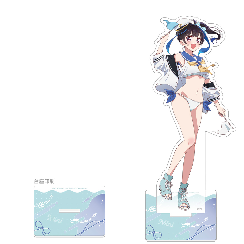 【カーテン魂】彼女、お借りします 描き下ろし特大アクリルスタンド （八重森みに/マリンセーラー水着） 