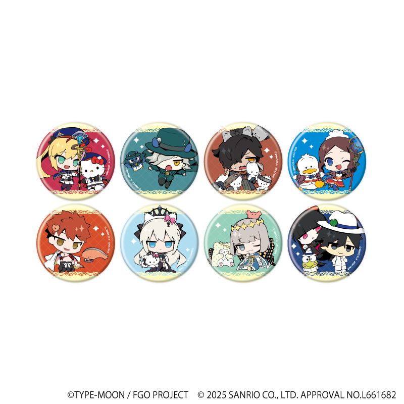 【A3】缶バッジ「Fate/Grand Order×サンリオキャラクターズ」03/ブラインド（全8種）（コラボイラスト） 1BOX入数：8