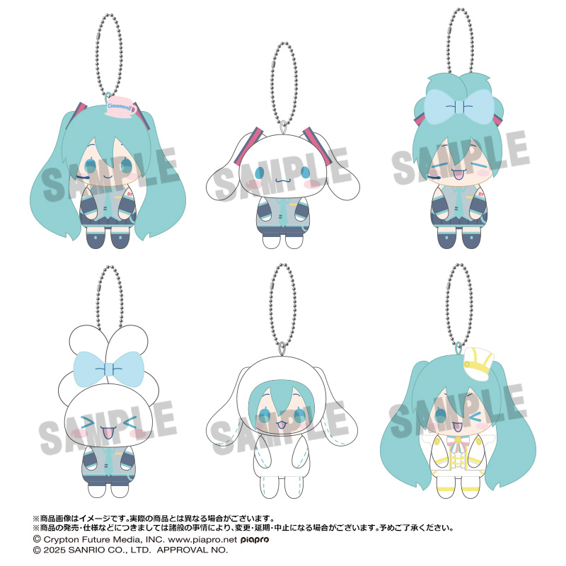 【ANICRAFT】初音ミク×シナモロール おすわりくらぶぬいぐるみマスコット 1BOX入数：6