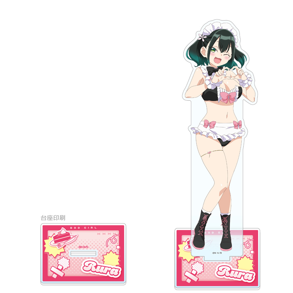 【カーテン魂】ばっどがーる 描き下ろし特大アクリルスタンド （瑠璃葉るら/メイド水着）