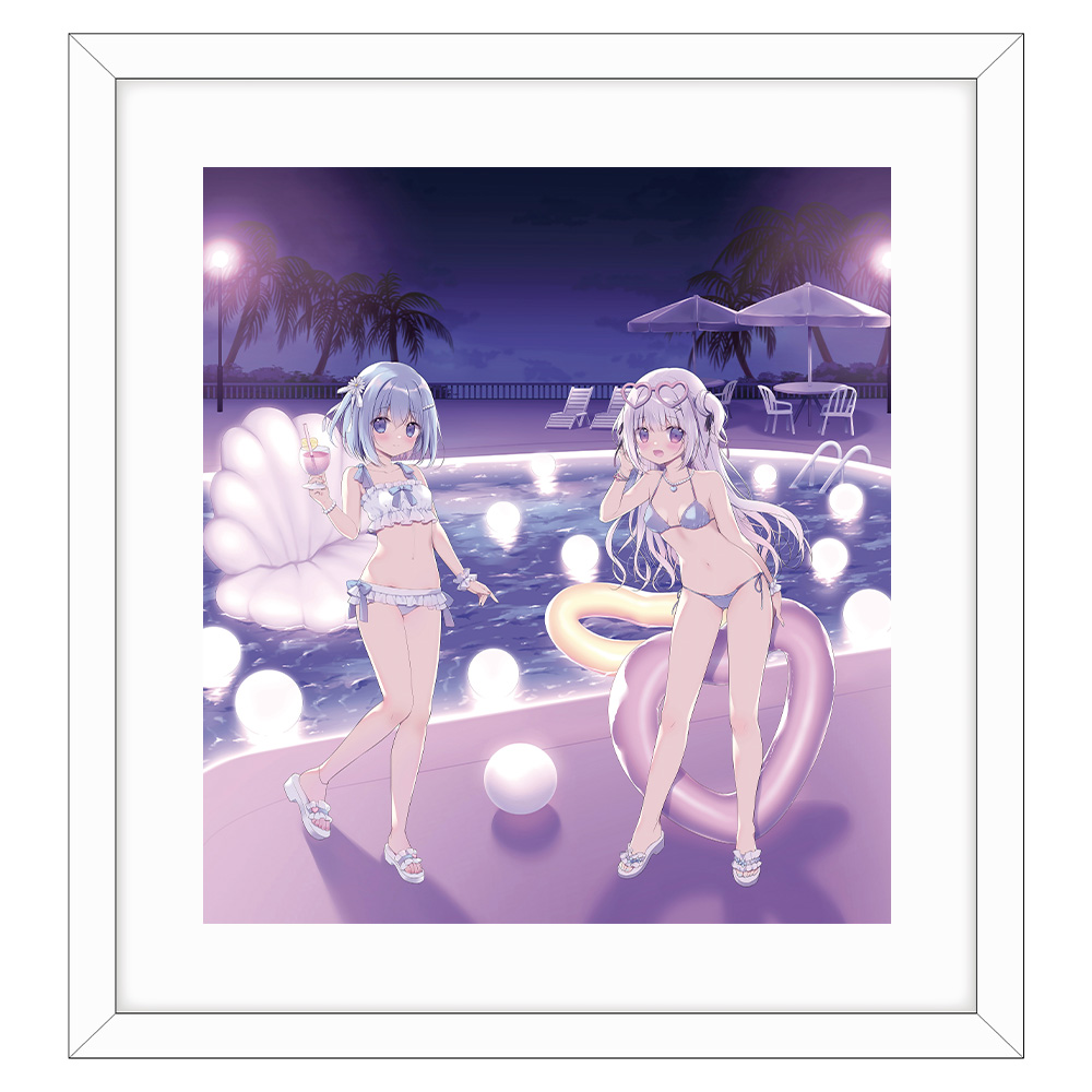 【カーテン魂】宮坂みゆ先生 描き下ろし複製原画 （椎乃&白凪/ナイトプール）