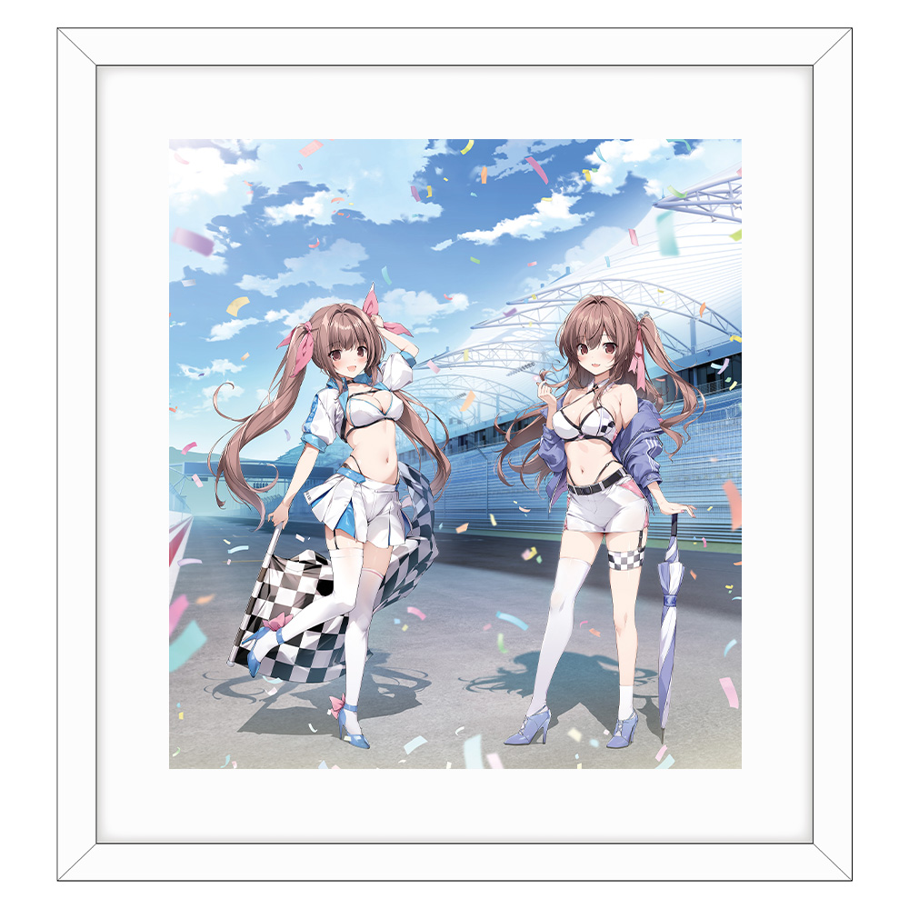 【カーテン魂】karory先生 描き下ろし複製原画 （蒼海舞香&蒼海夏音/レースクイーン）