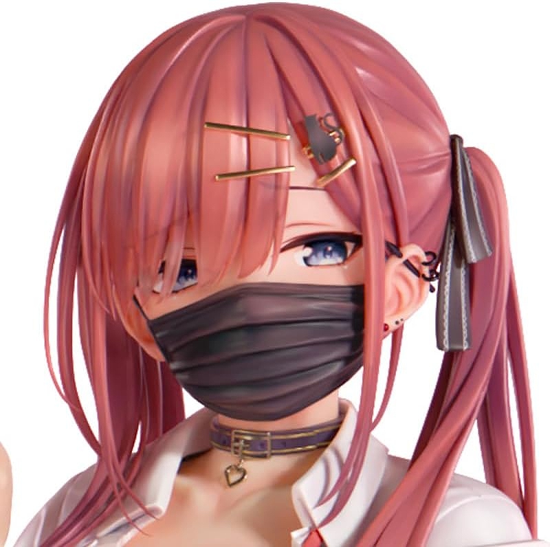 【インサイト】≪二次受注≫なな枕「ピアスを見せてくれる赤髪ギャルちゃん」マスクver. 1/5スケール塗装済み完成品フィギュア