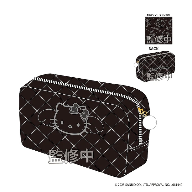 【ティー・シー・ピー】ハローキティ キルティングスクエアポーチ ブラック