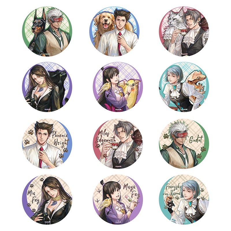 【KUMAGUZI】逆転裁判 動物シリーズ トレーディング缶バッジ 1BOX入数：12