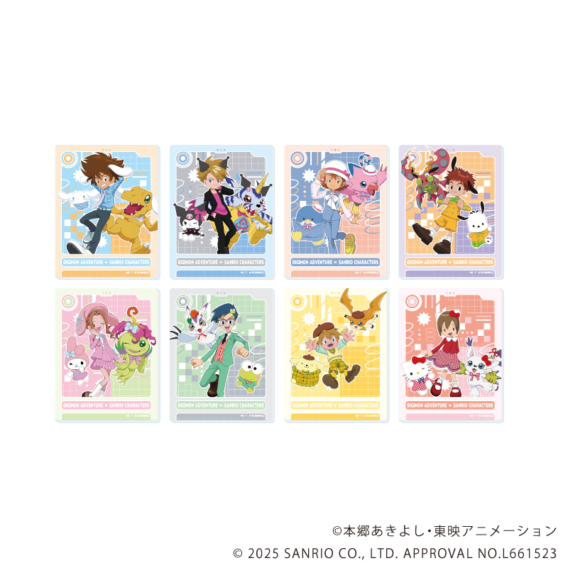 【A3】アクリルカード「デジモンアドベンチャー×サンリオキャラクターズ」01/ブラインド（全8種）（コラボイラスト） 1BOX入数：8