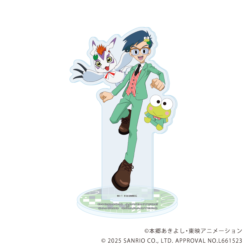 【A3】アクリルスタンド「デジモンアドベンチャー×サンリオキャラクターズ」06/城戸丈&ゴマモン×けろけろけろっぴ（コラボイラスト）