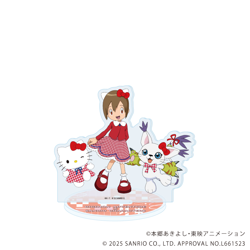 【A3】アクリルスタンド「デジモンアドベンチャー×サンリオキャラクターズ」08/八神ヒカリ&テイルモン×ハローキティ（コラボイラスト）
