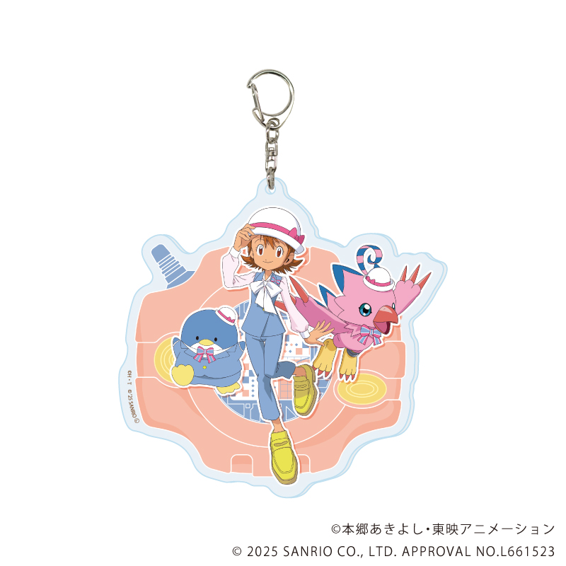 【A3】デカアクリルキーホルダー「デジモンアドベンチャー×サンリオキャラクターズ」03/武之内空&ピヨモン×タキシードサム（コラボイラスト）