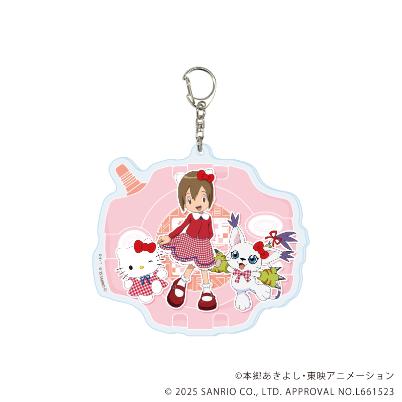 【A3】デカアクリルキーホルダー「デジモンアドベンチャー×サンリオキャラクターズ」08/八神ヒカリ&テイルモン×ハローキティ（コラボイラスト）