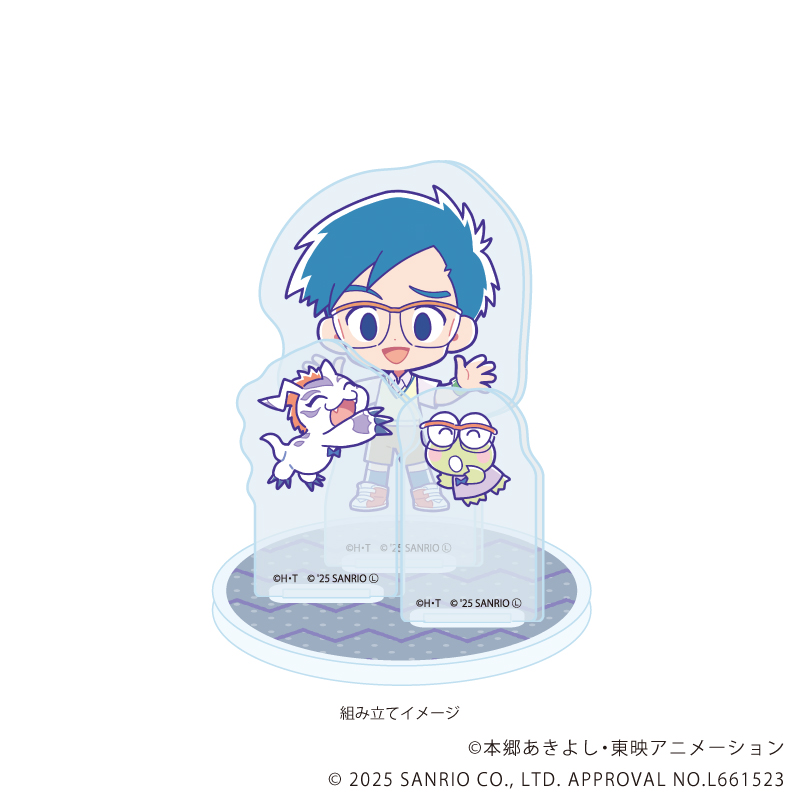 【A3】アクリルスタンドプレート「デジモンアドベンチャー×サンリオキャラクターズ」06/城戸丈&ゴマモン×けろけろけろっぴ（コラボイラスト）