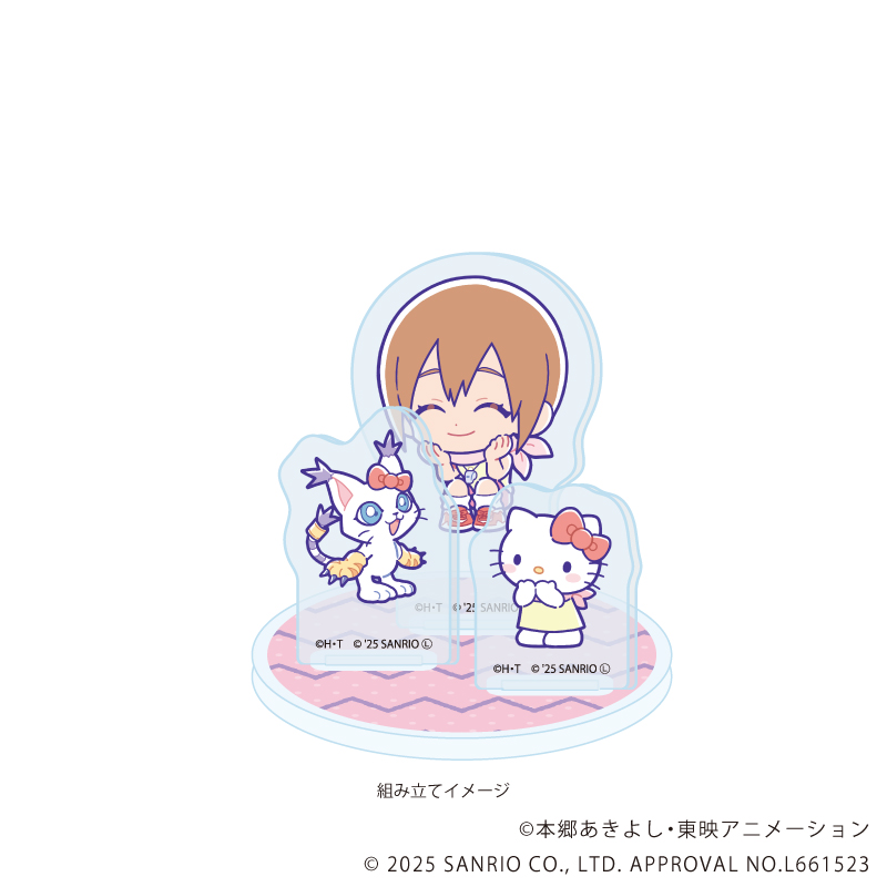 【A3】アクリルスタンドプレート「デジモンアドベンチャー×サンリオキャラクターズ」08/八神ヒカリ&テイルモン×ハローキティ（コラボイラスト）
