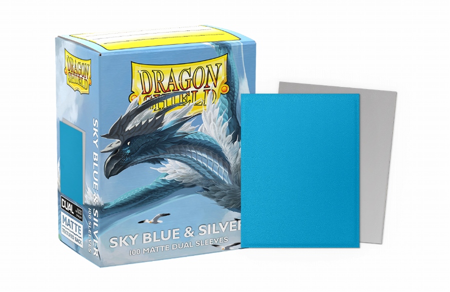 【ARCANE TINMEN】AT-15074 Sky Blue & Silver Sleeves - Standard size - Matte Dual スカイブルー&シルバー スリーブ スタンダードサイズ マットデュアル 100枚入り