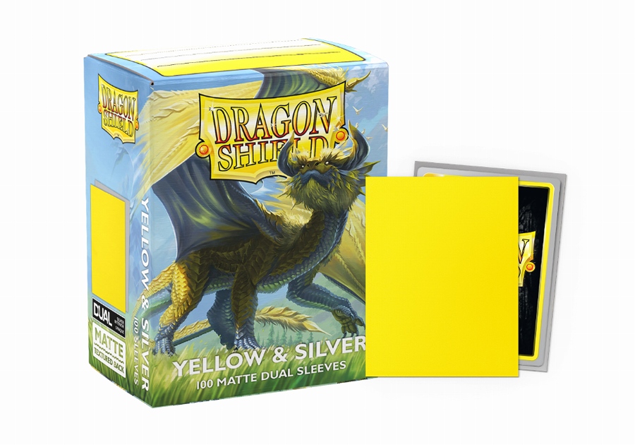 【ARCANE TINMEN】AT-15071 Yellow & Silver Sleeves - Standard size - Matte Dual イエロー&シルバー スリーブ スタンダードサイズ マットデュアル 100枚入り