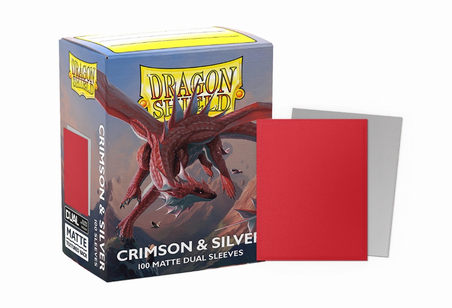 【ARCANE TINMEN】AT-15072 Crimson & Silver Sleeves - Standard size - Matte Dual クリムゾン&シルバー スリーブ スタンダードサイズ マットデュアル 100枚入り