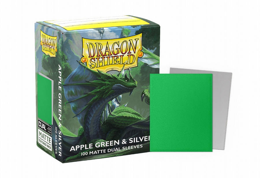 【ARCANE TINMEN】AT-15073 Apple Green & Silver Sleeves - Standard size - Matte Dual アップルグリーン&シルバー スリーブ スタンダードサイズ マットデュアル 100枚入り