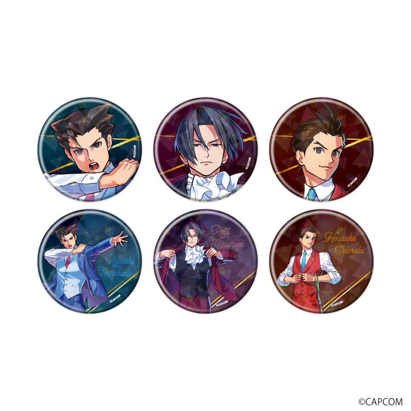 【A3】ホログラム缶バッジ（57mm）「逆転裁判」シリーズ01/ブラインド（全6種）（描き起こしイラスト） 1BOX入数：6