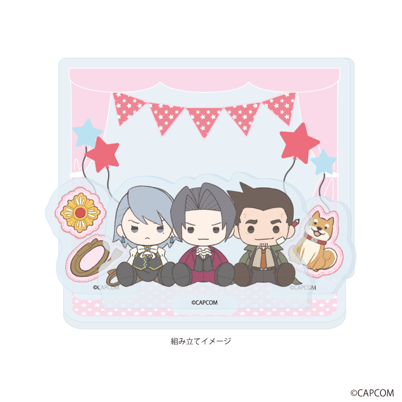 【A3】アクリルスタンドプレート「逆転裁判」シリーズ06/御剣 怜侍&糸鋸 圭介&狩魔 冥（ぽてぬいアート）