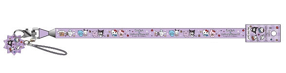 【ティー・シー・ピー】チェゴシム×サンリオキャラクターズ マスコット付きネックストラップ パープル