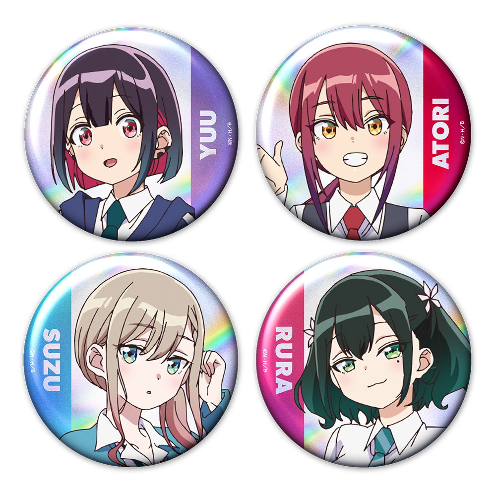 【アズメーカー】ばっどがーる ホログラム缶バッジ4個セット 優&亜鳥&涼&るら