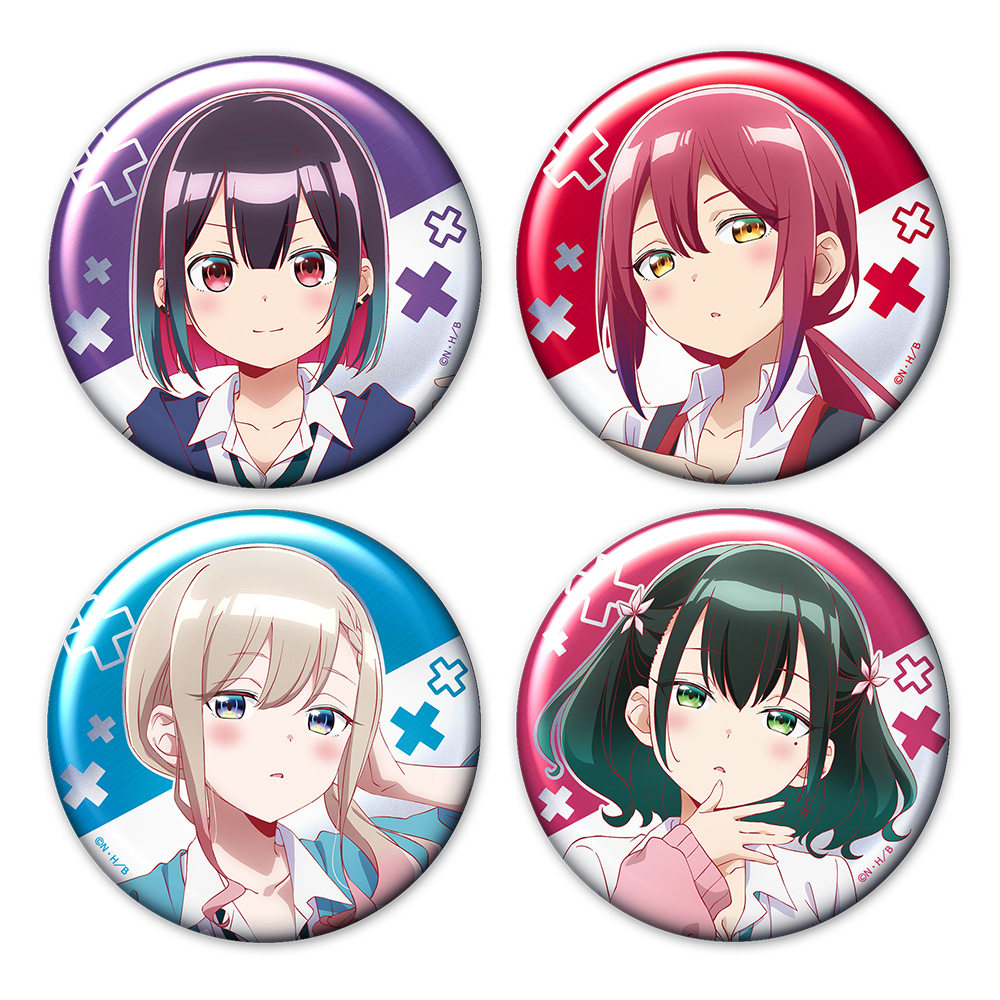 【アズメーカー】ばっどがーる メタリック缶バッジ4個セット 優&亜鳥&涼&るら