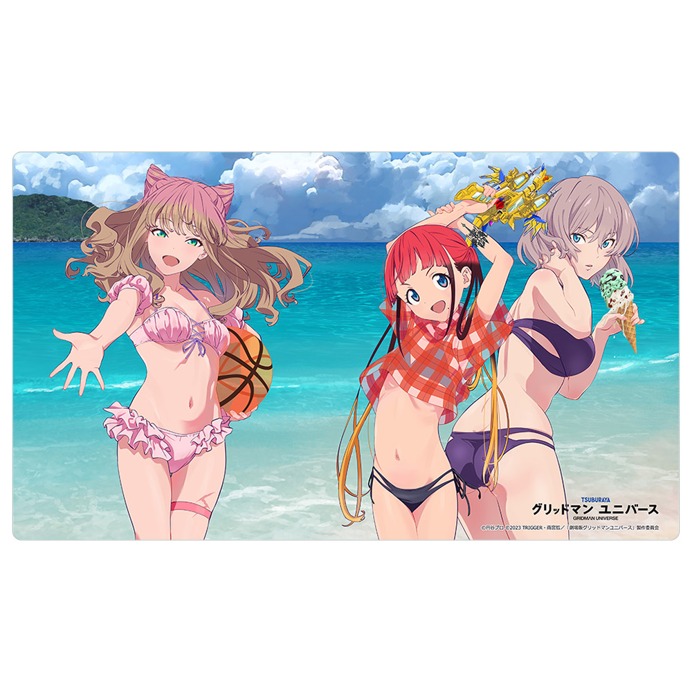 【カーテン魂】グリッドマン ユニバース 描き下ろしラバーマット（南夢芽&飛鳥川ちせ&ムジナ/水着）