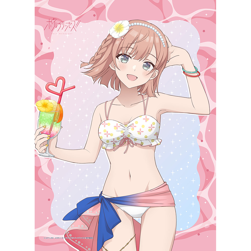 【カーテン魂】ポールプリンセス！！ 描き下ろしB2タペストリー（星北ヒナノ/水着）Wスエード
