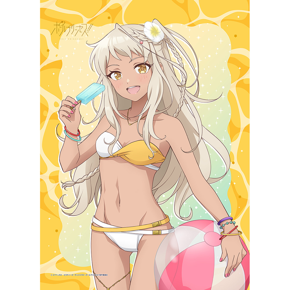 【カーテン魂】ポールプリンセス！！ 描き下ろしB2タペストリー（西条リリア/水着）Wスエード