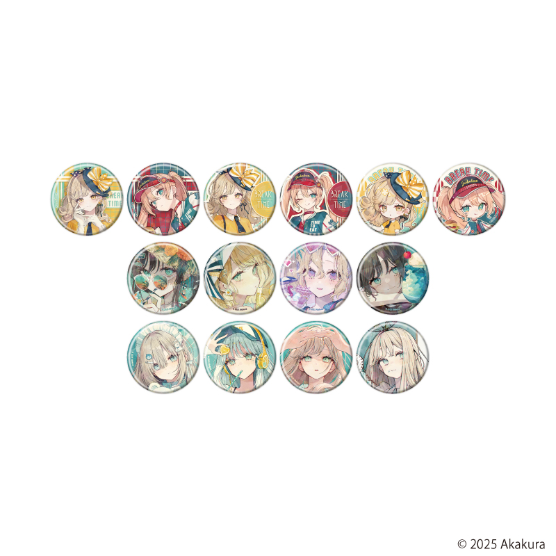 【A3】ホログラム缶バッジ（57mm）「赤倉個展『BREAK TIME』」01/ブラインド（全14種）（公式&描き下ろしイラスト） 1BOX入数：14