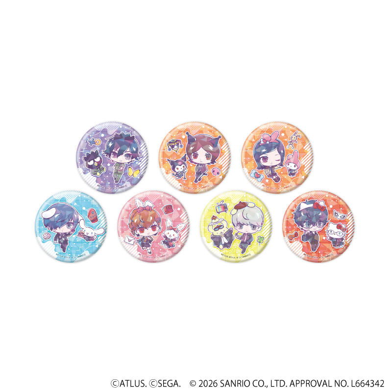【Miyuki】ホログラム缶バッジ（57mm）「P30th×サンリオキャラクターズ」01/ブラインド（全7種）（コラボイラスト） 1BOX入数：7